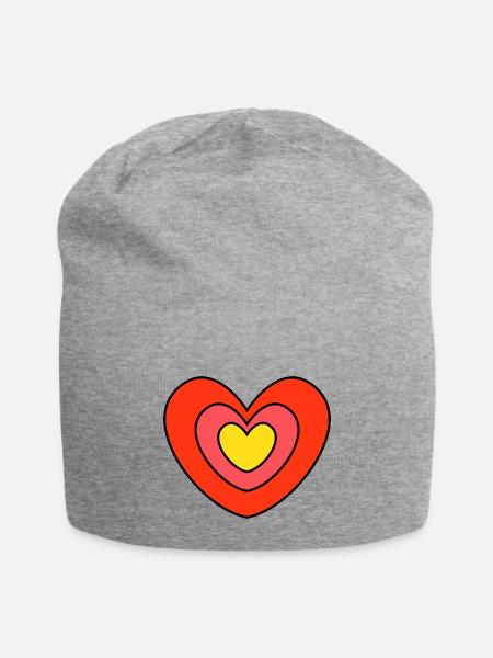 Yellow Red Heart - Jersey Beanie - heather gray - Front