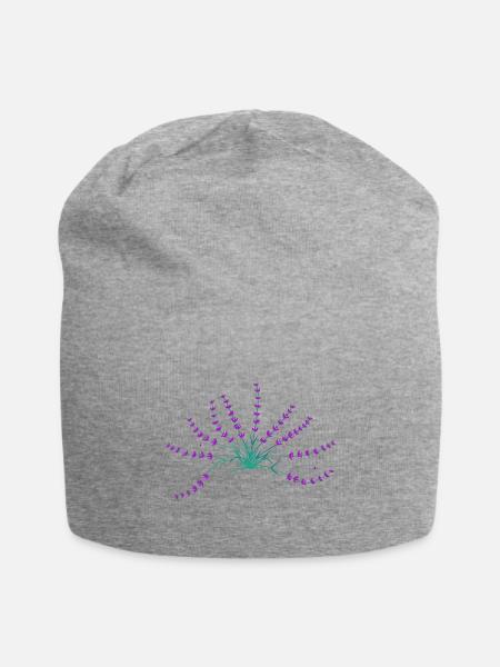 Lavender Botanical Illustration - Jersey Beanie - heather gray - Front