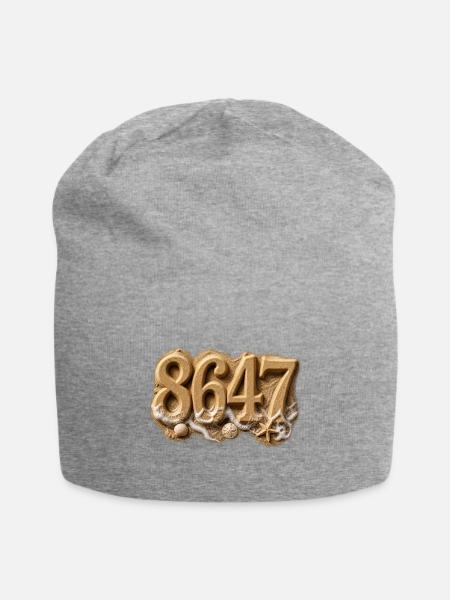 86 47 8647 Shirt 86 47 Sand Art Beach Sand Summer  - Jersey Beanie - heather gray - Front