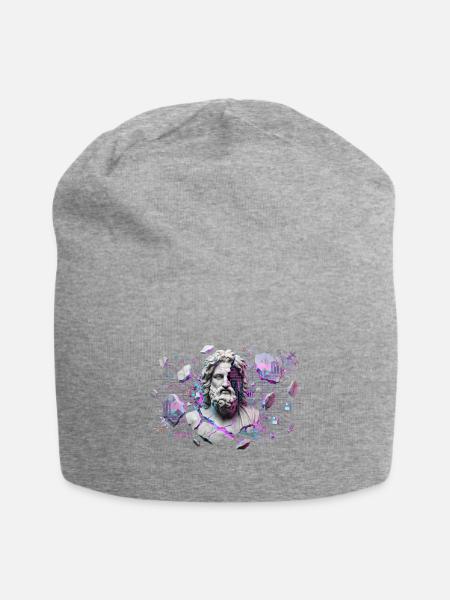 Marble Sage in Neon Circuit - Jersey Beanie - heather gray - Front
