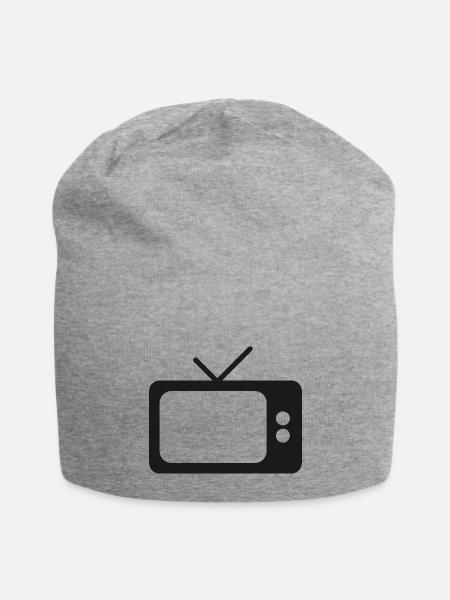 monitor television fernseher tv flatscreen compute - Jersey Beanie - heather gray - Front