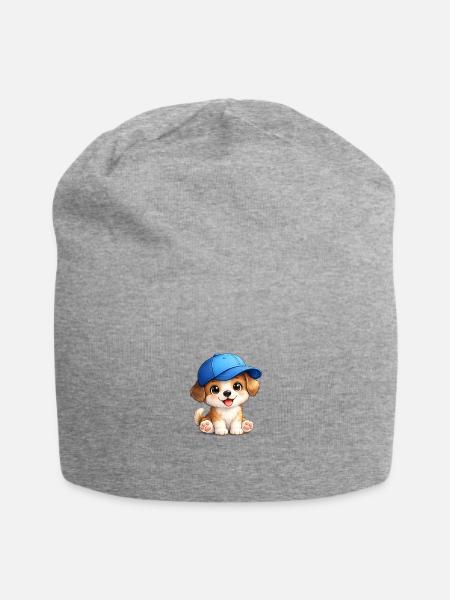 Blue Cap Puppy Charm - Jersey Beanie - heather gray