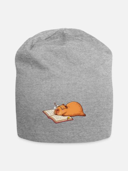 Capybara sleeping - Jersey Beanie - heather gray