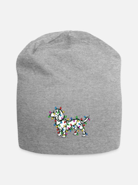 Dog in Christmas Lights - Jersey Beanie - heather gray