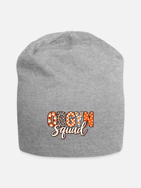 OBGYN Squad Halloween Spooky Nurse Medical Designs - Jersey Beanie - heather gray - Front