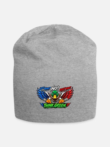 Left Wing Right Wing? No! Think Green - Jersey Beanie - heather gray - Front