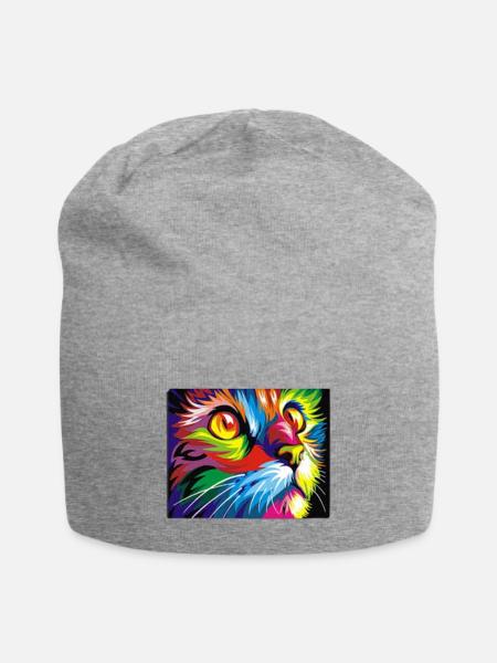 Kitty hello - Jersey Beanie - heather gray - Front