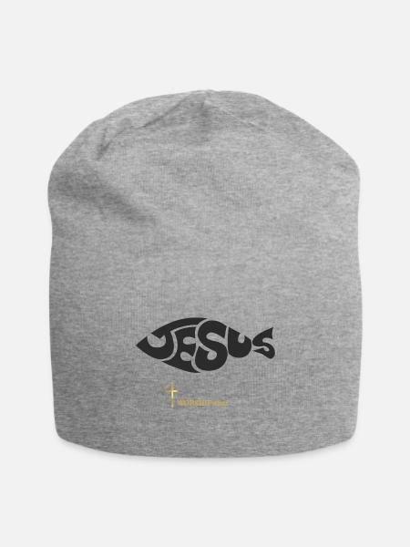 Jesus  - Jersey Beanie - heather gray - Front