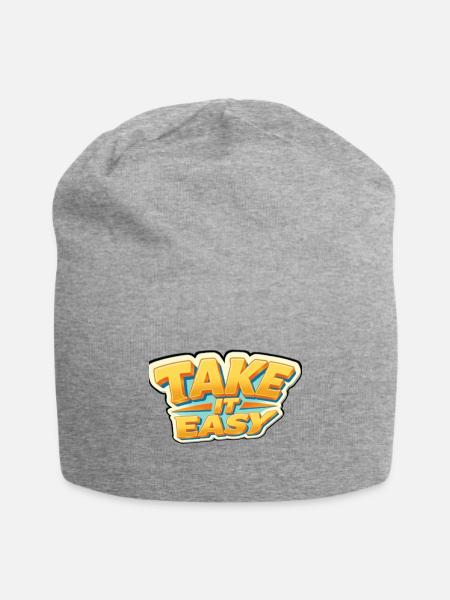 Take It Easy Retro Golden Text - Jersey Beanie - heather gray - Front