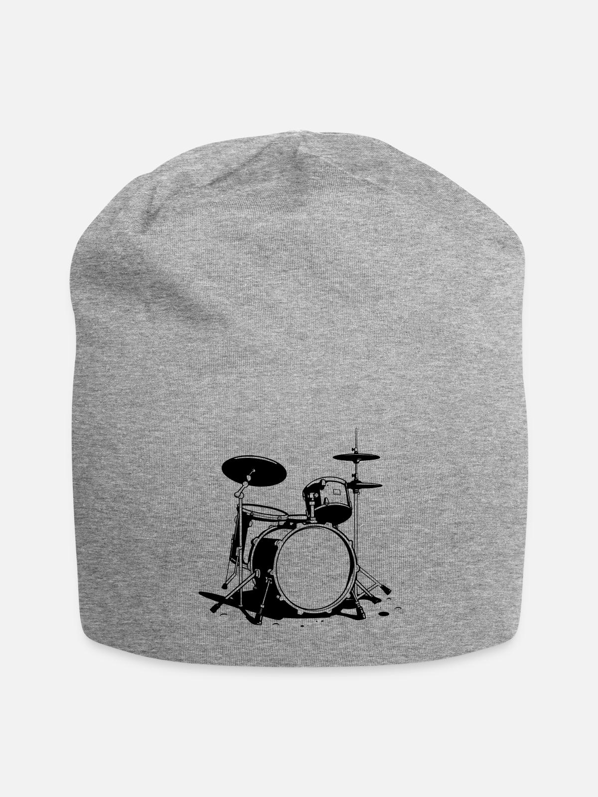 Drum Kit Sketch - Jersey Beanie - heather gray - Front