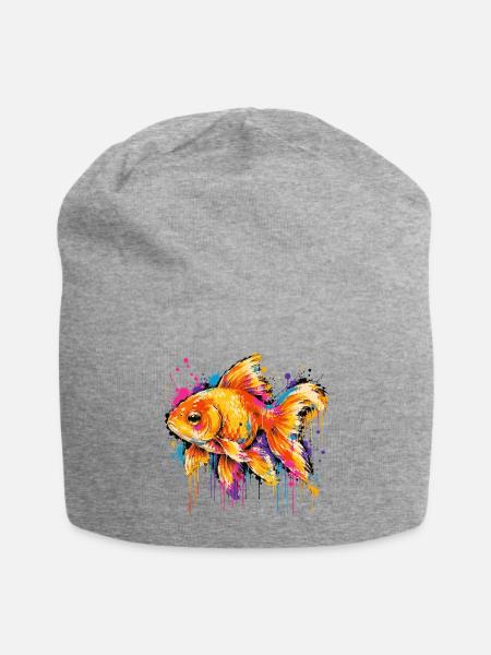 Colorful Goldfish in Graffiti Style - Jersey Beanie - heather gray - Front