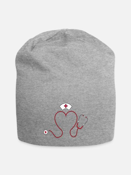 Nurse Valentine Day With Stethoscope - Jersey Beanie - heather gray - Front
