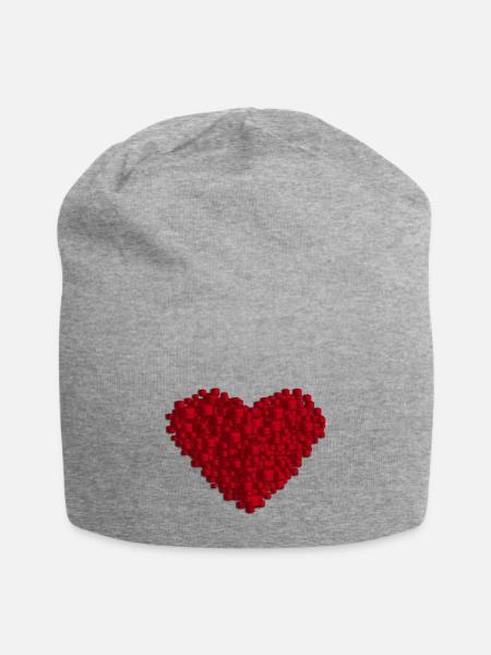 red heart of cubes - Jersey Beanie - heather gray - Front