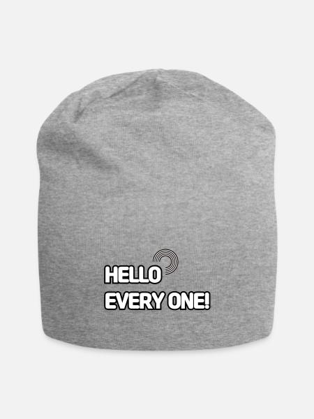 HELLO EVERY ONE 001 - Jersey Beanie - heather gray - Front