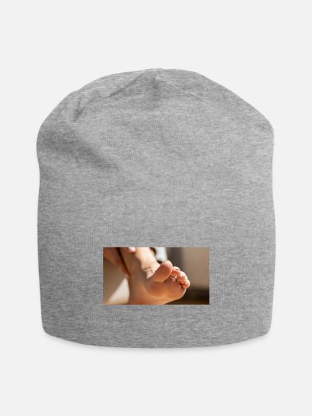 Female foot - Jersey Beanie - heather gray - Front