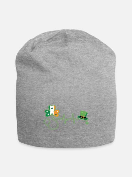Stethoscope Shamrock Heartbeat - Jersey Beanie - heather gray - Front