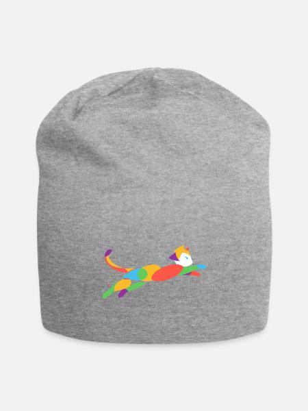 Colorful Cat in Motion – Abstract Design - Jersey Beanie - heather gray - Front