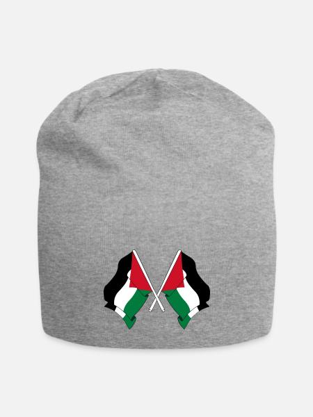 Two palestinian flags crossed - Jersey Beanie - heather gray - Front