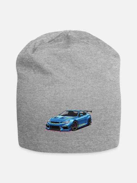Blue Neon GT Car Illustration - Jersey Beanie - heather gray - Front