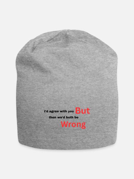 I-d_agree_with_you typography design  - Jersey Beanie - heather gray - Front