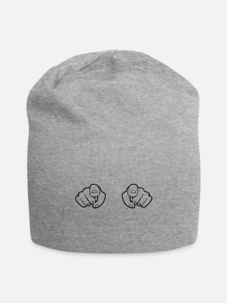 2 hands fingers - Jersey Beanie - heather gray - Front
