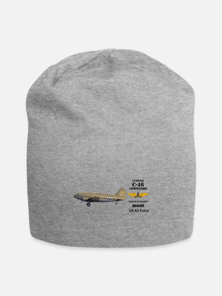 Vintage Warplane Wing Emblem - Jersey Beanie - heather gray - Front
