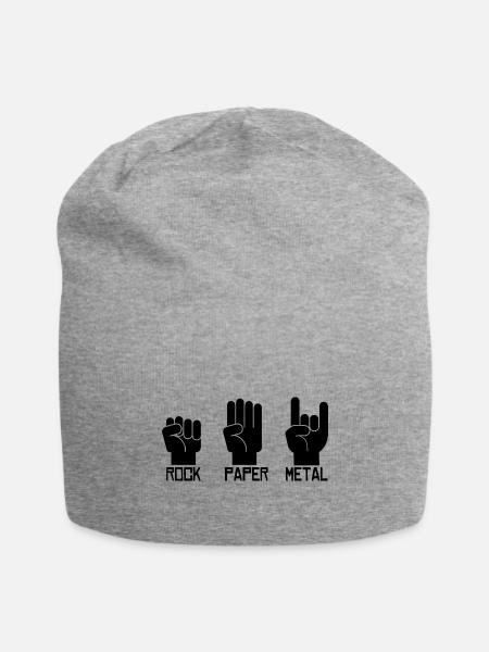 Rock paper metal music guitar gift - Jersey Beanie - heather gray - Front