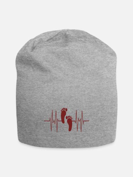 Baby Foot Print - Jersey Beanie - heather gray - Front