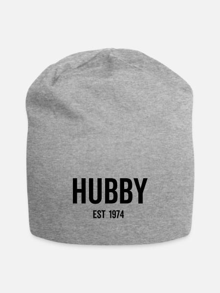Hubby Est 1974 - Jersey Beanie - heather gray - Front