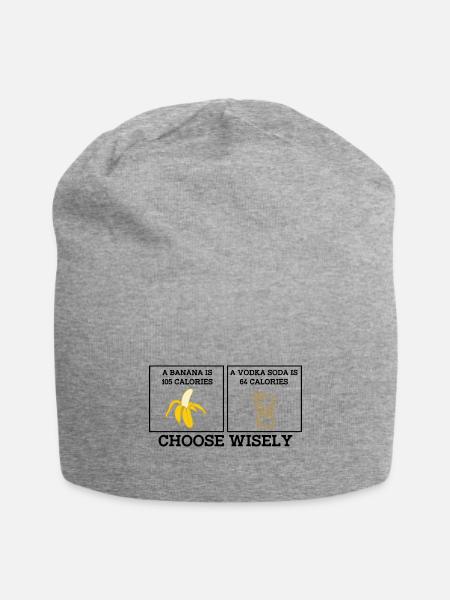 A Banana Is 105 Calories, A Vodka Soda Is 64 Calor - Jersey Beanie - heather gray - Front