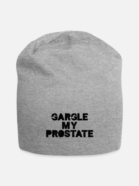 Gargle My Prostate Offensive Adult Humor - Jersey Beanie - heather gray