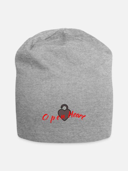 open heart - Jersey Beanie - heather gray - Front