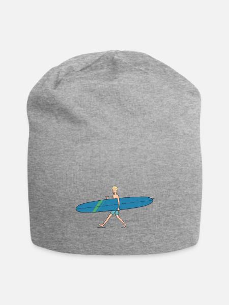 Guy With Longboard - Jersey Beanie - heather gray - Front