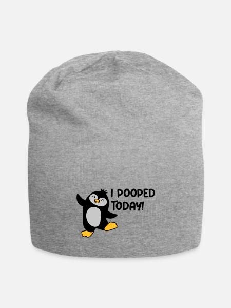 I pooped today penguin - Jersey Beanie - heather gray - Front