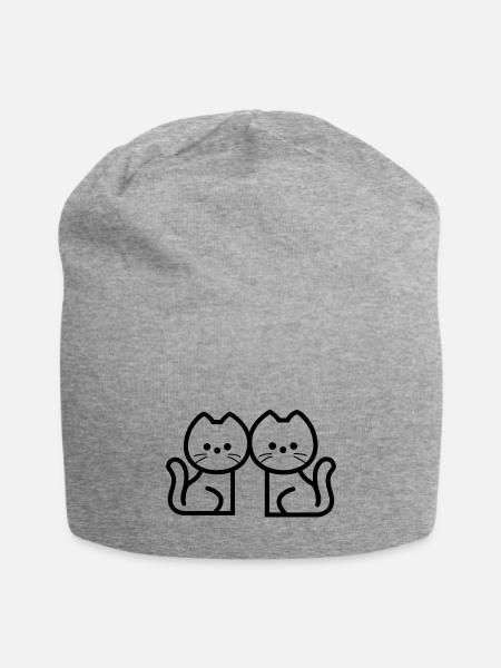 Cat Love - Jersey Beanie - heather gray
