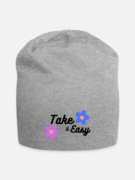 Take it easy cute and cool gift /design t-shirt - Jersey Beanie - heather gray - Front