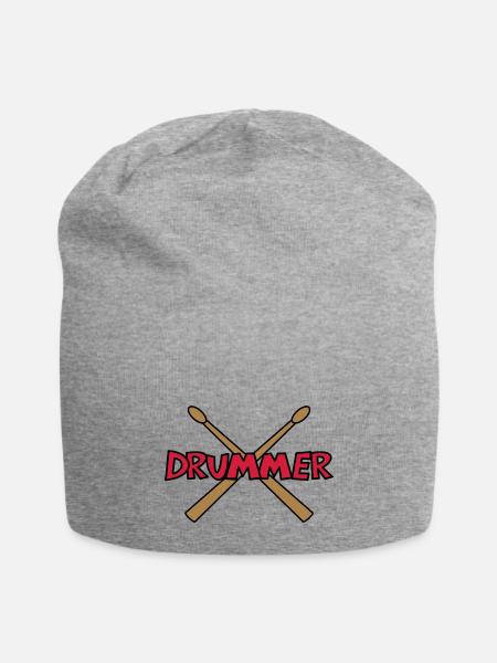 Drummer Crossed Drumsticks - Jersey Beanie - heather gray - Front