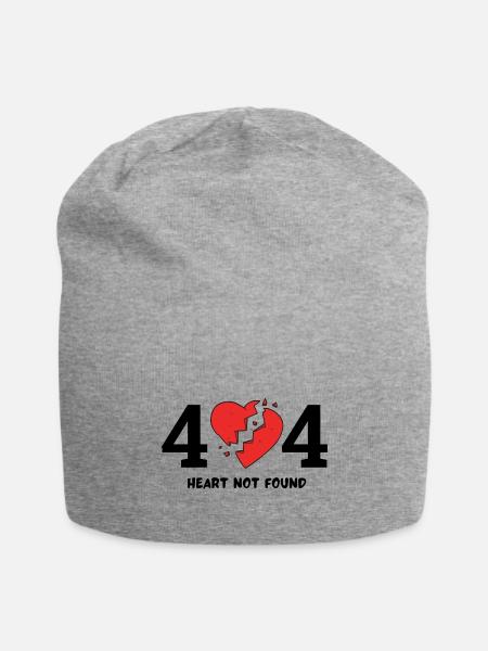 404 Heart Not Found - Jersey Beanie - heather gray - Front
