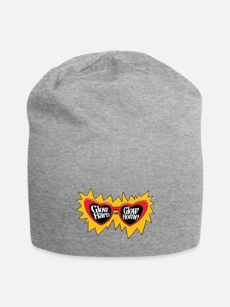 Glow Hard Or Glow Home Retro Glasses Vintage - Jersey Beanie - heather gray - Front