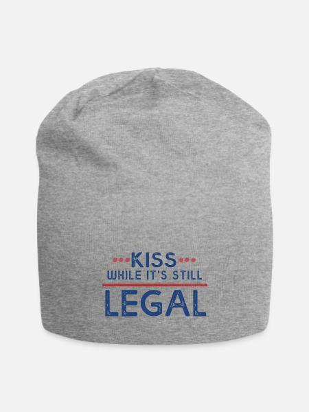 Kiss While It s Still Legal - Jersey Beanie - heather gray