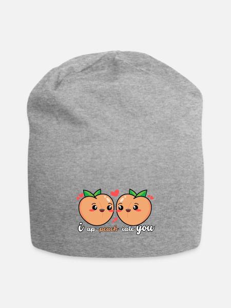Cute Fruit Love Pun For Peach Lovers I Ap Peach - Jersey Beanie - heather gray