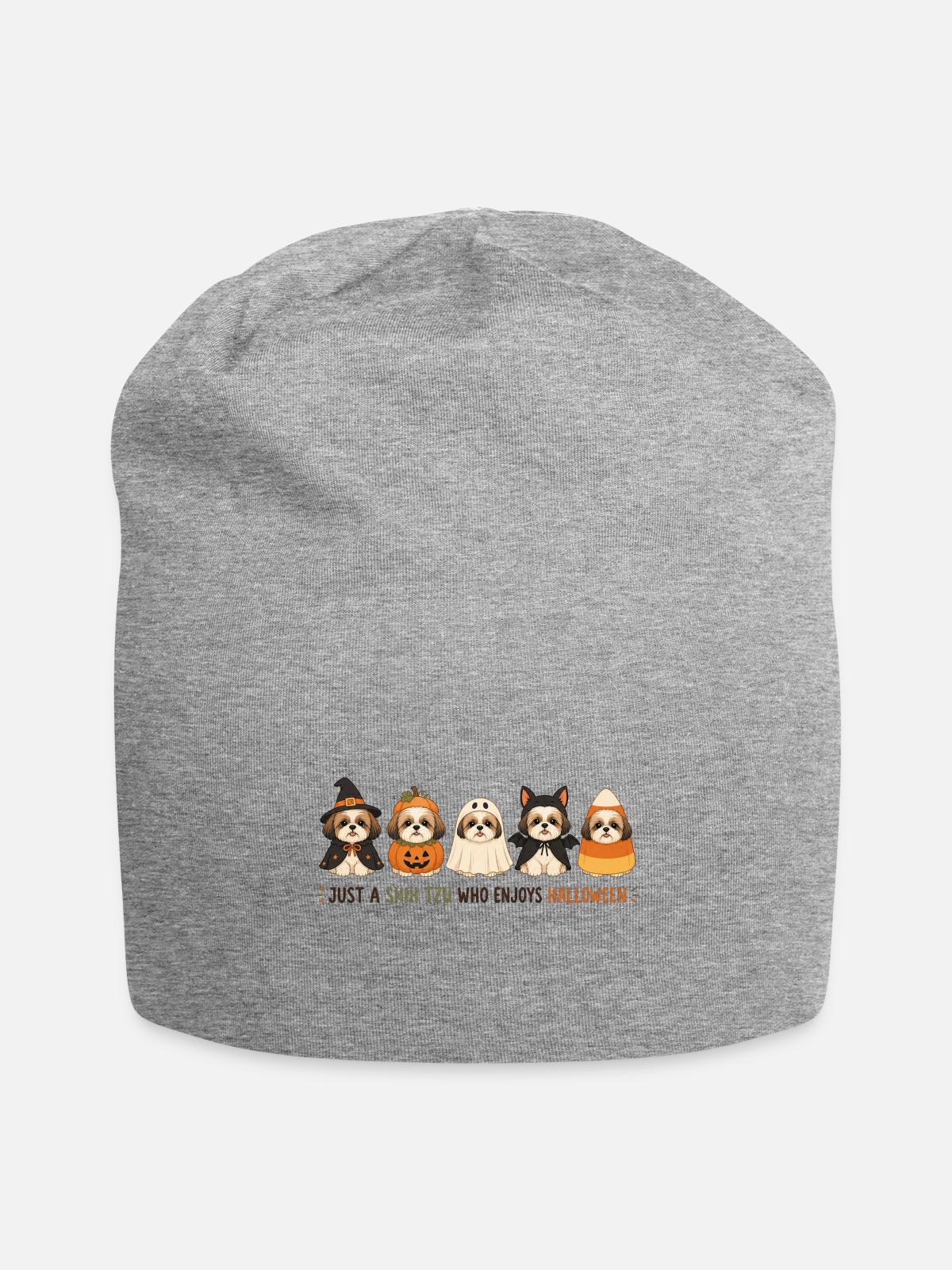 Halloween Shih Tzu Crew - Jersey Beanie - heather gray - Front