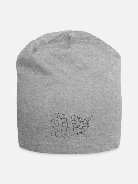 Map of the USA - Jersey Beanie - heather gray - Front
