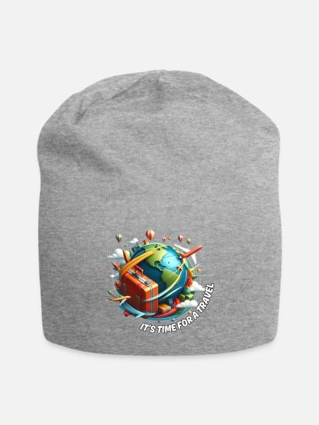 TRAVELING #3 / TRAVEL - Jersey Beanie - heather gray - Front