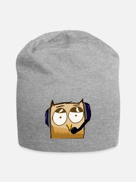 Owl Streamer Headset Icon - Jersey Beanie - heather gray - Front