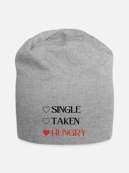 Single Taken Hungry Funny Valentines Day - Jersey Beanie - heather gray