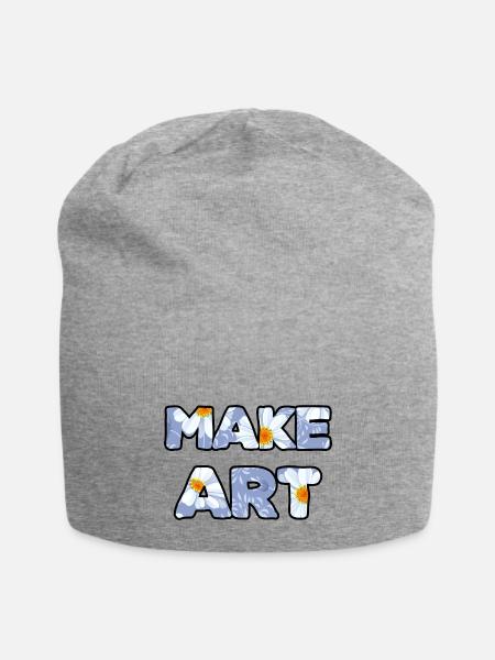 Make Art daisy - Jersey Beanie - heather gray - Front