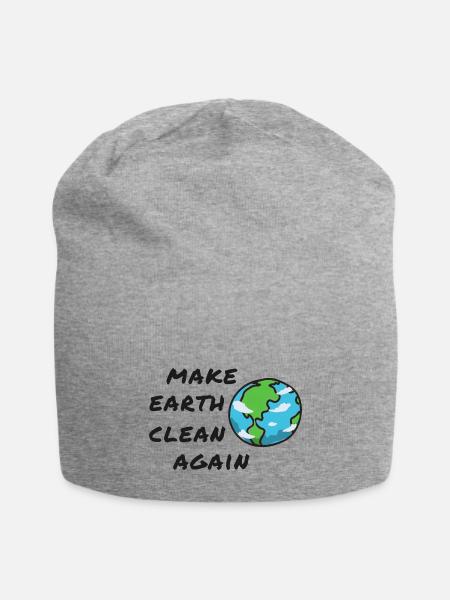 Clean Earth Pollution Planet Earth Greta Climate - Jersey Beanie - heather gray - Front