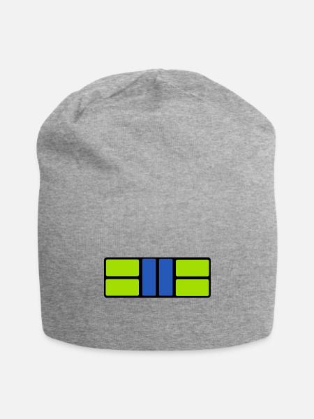 Neon Blue Bar Grid - Jersey Beanie - heather gray - Front