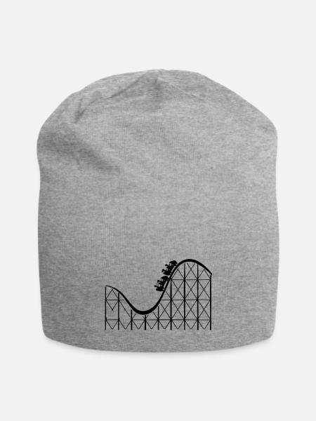 roller coaster cars on the tracks at a adventure - Jersey Beanie - heather gray